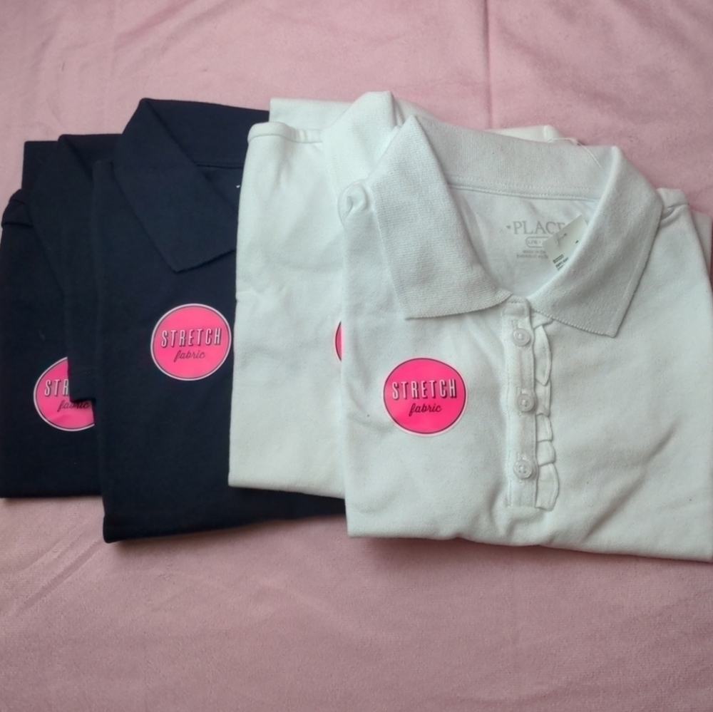 The Children's Place 4 Pack Blue and White Short Sleeve Polo Shirts size Large